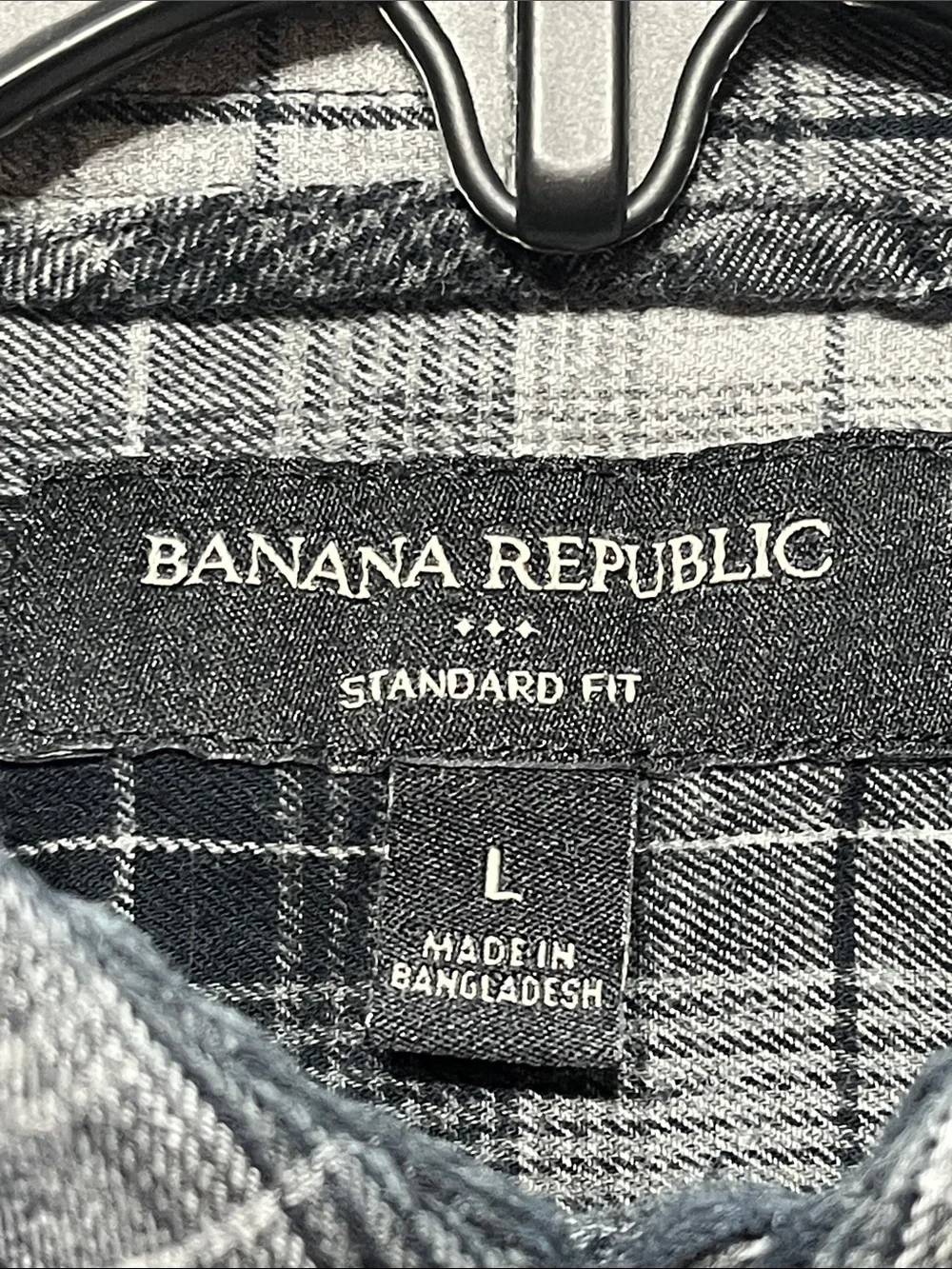 Banana Republic Gray Plaid Flannel Button Up Shirt Men’s Large Standard
